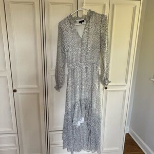 1 State Animal Print Long Sleeve High Low Dress